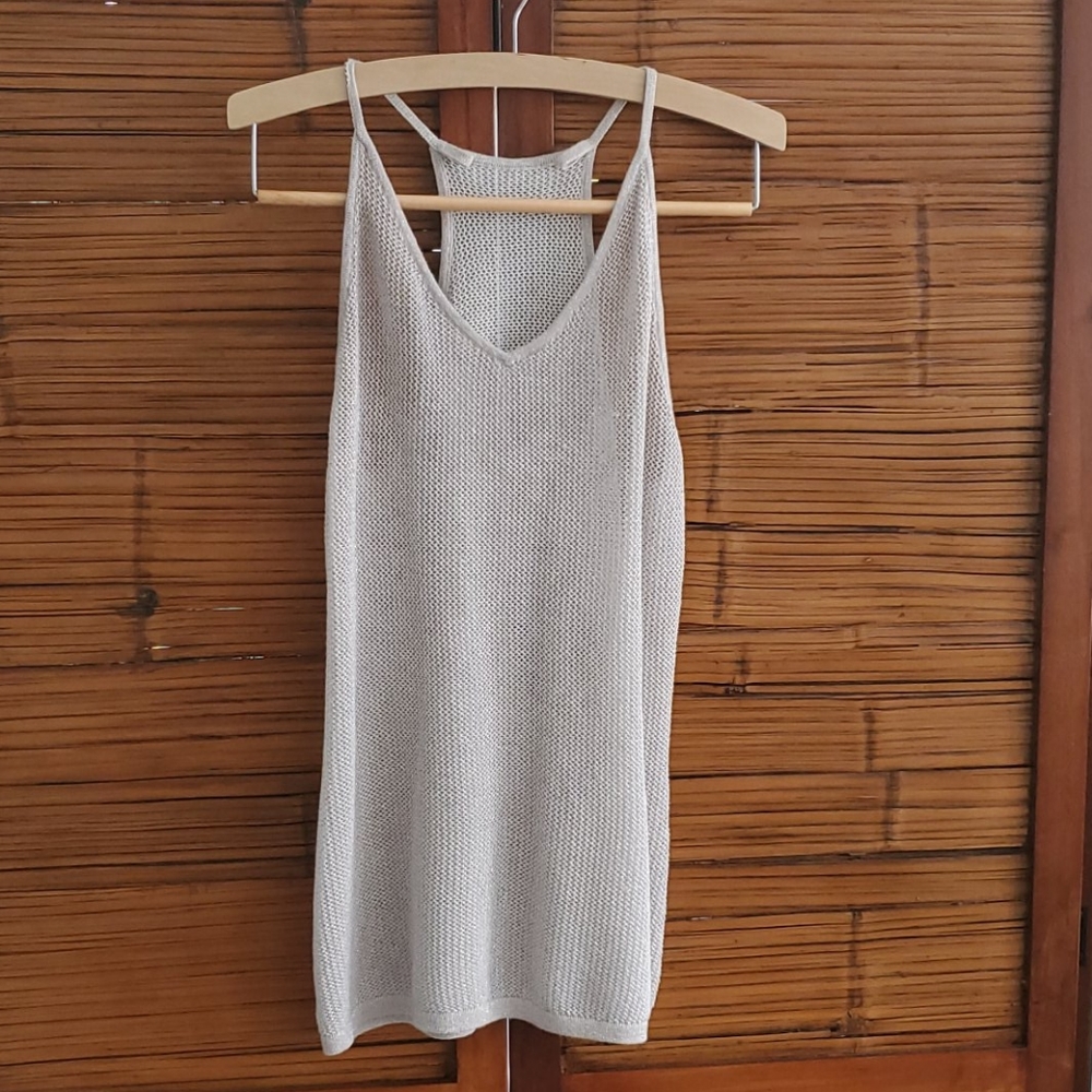 Silver crochet tank top - size S
